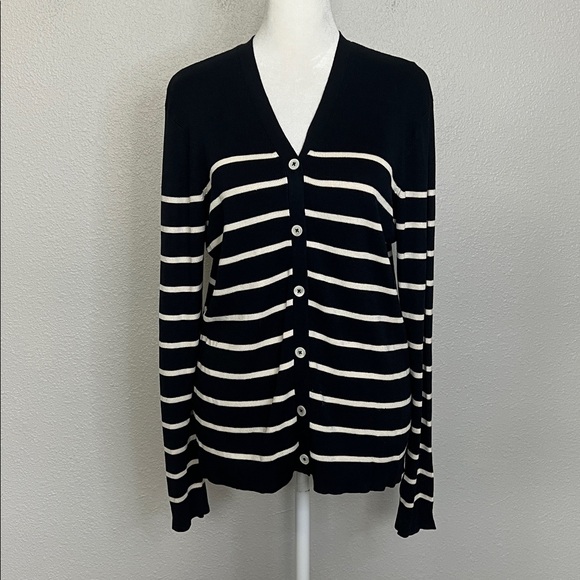 Lauren Ralph Lauren Spun Silk Cardigan Navy/Ivory Size Large